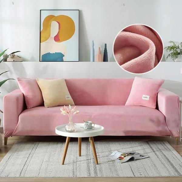 Solid Color Soft Velvet Stretch Sofa Slipcovers | Corner sofa .