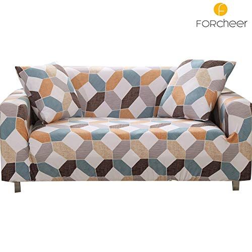 FORCHEER Stretch Sofa Cover Printed Pattern 3-Seat Spandex Couch .