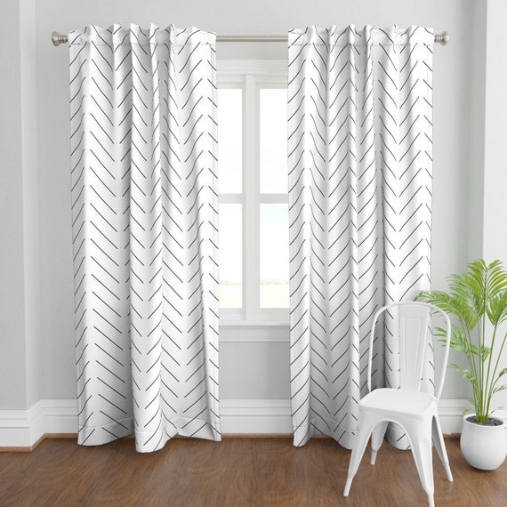 Herringbone Curtain Panel Simple Diagonal Lines by Taraput - Etsy .