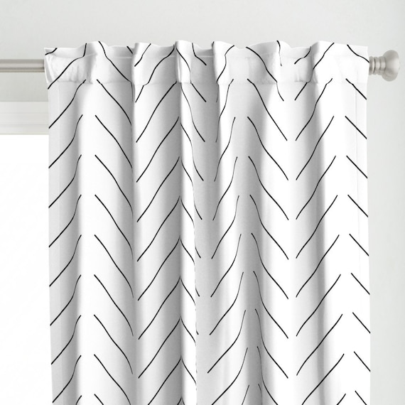 Herringbone Curtain Panel Simple Diagonal Lines by Taraput - Et