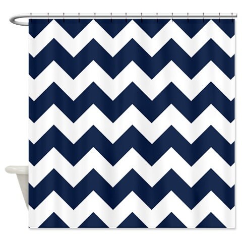 Chevron Shower Curtain-navy Blue-white Zig Zag Stripes OR - Etsy .