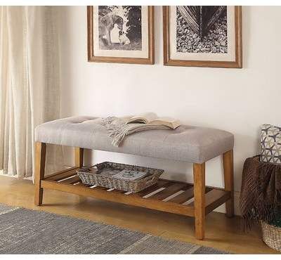 Andover Mills™ Imler Upholstered Shelves Storage Bench | Wayfair .