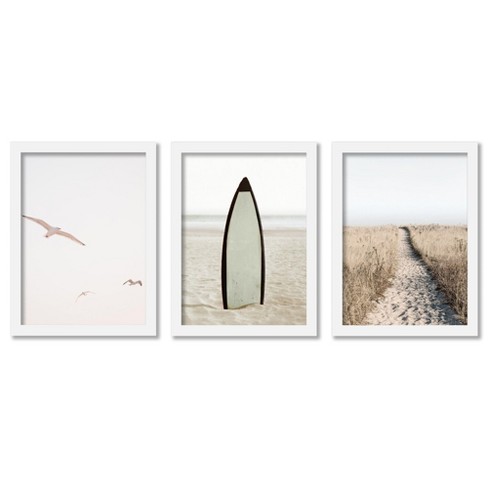 set Of 3) Beach Path By Tanya Shumkina White Framed Triptych Wall .