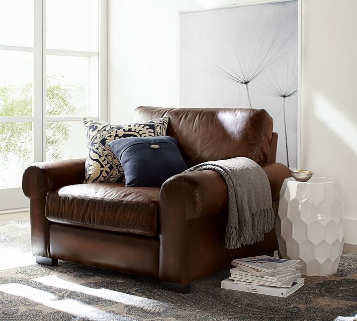 Turner Roll Arm Leather Armchair | Leather furniture, Living room .