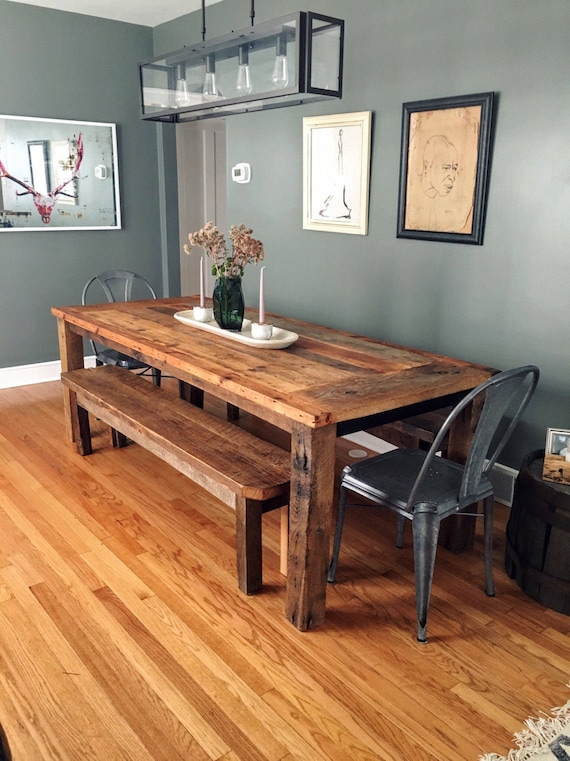 Reclaimed Wood Farmhouse Dining Table - Et