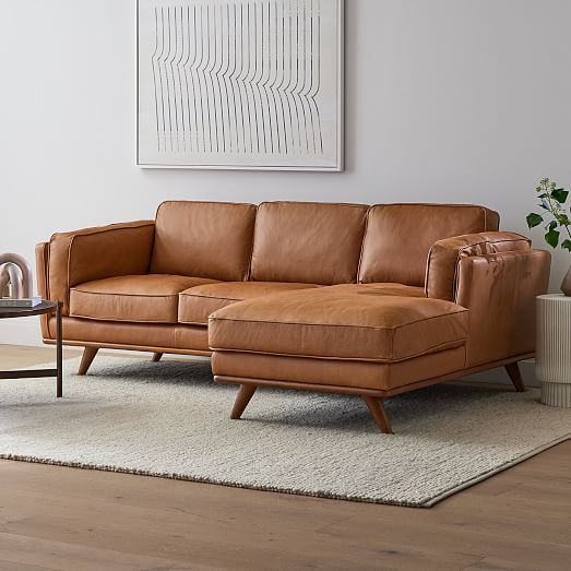 Zander Leather 2 Piece Chaise Sectional | Sofa With Chaise .