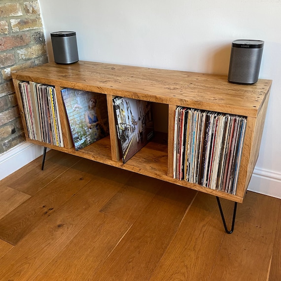 Handmade Large Record Player Stand Industrial Vinyl - Et