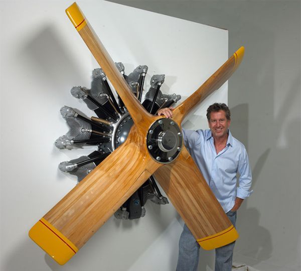 MotoArt's wall art crafted from real propeller and Wasp engine .