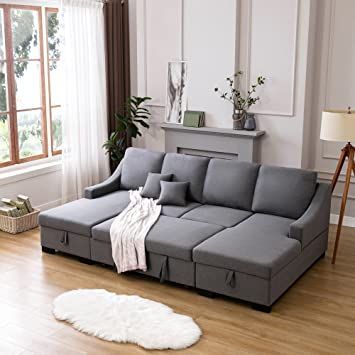 Merax 54.5'' Modern Convertible Sleeper Sofa Bed with Two Side .