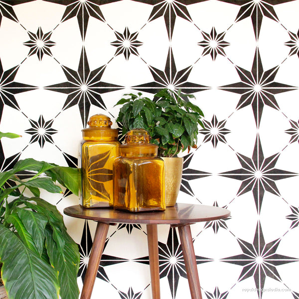 Star Tile Stencils for Painting Floors or DIY Kitchen Backsplash .