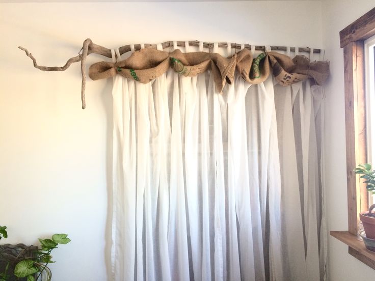 Driftwood Curtain Rod | Cabin decor, Diy curtain rods, Wood .