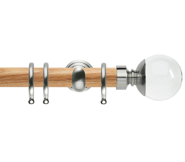 Rolls Neo Premium Clear Ball 28mm Wooden Curtain Pole | Wooden .