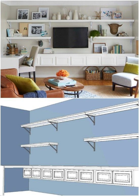 Build Minimalist Shelving Around Your Wall-Mounted TV. | Living .