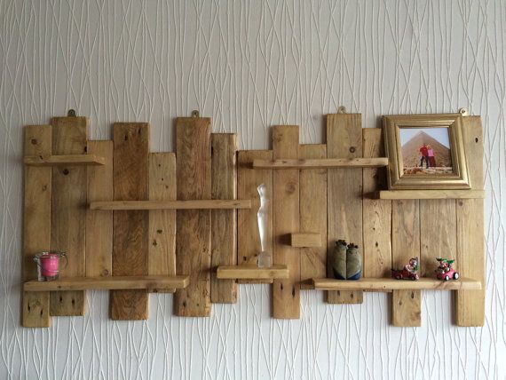 Pallet Style Wall Mounted Shelf Unit 47 Wide Rustic - Etsy UK .