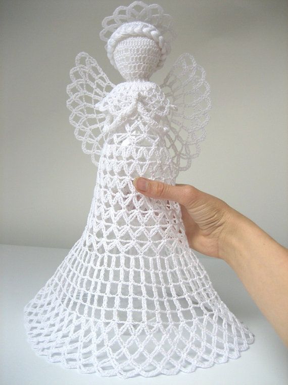 Angel Christmas Tree Topper. White Tall Crochet Angel. Angel .