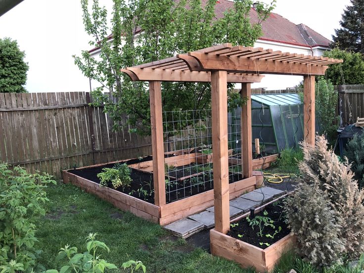 Garden arbor with raised bed. All connected with automated .
