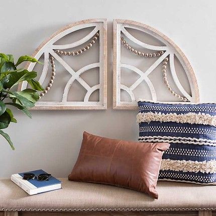 farmhouse wall decor - Wooden Arches with Beads, Set of 2 on .