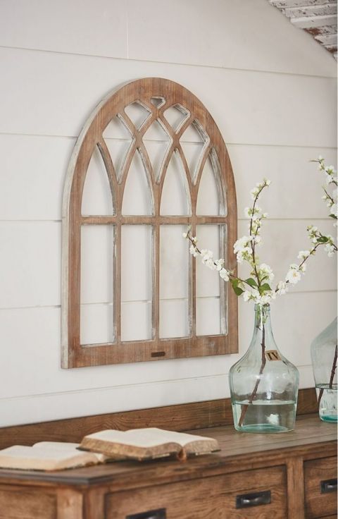 DIY Fixer Upper Cathedral Window Frame | Arched wall decor, Frames .