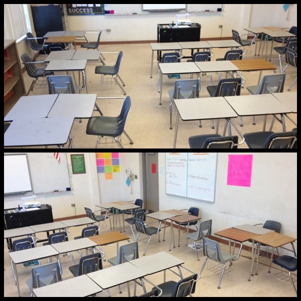 Trying a new seating arrangement. I tried kagan quads, but a .