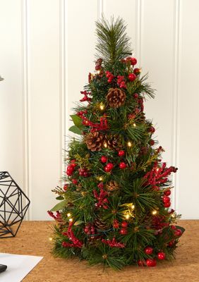Nearly Natural Mixed Berry and Pine Cone Christmas Tree with 35 .