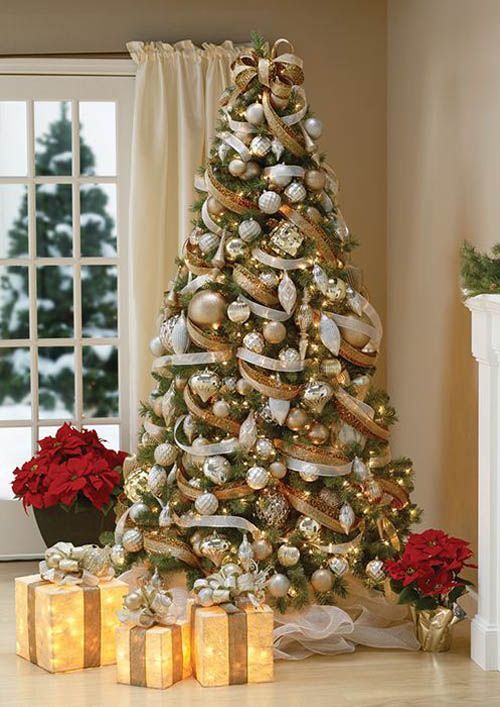 Beautiful Christmas Tree Decorations Ideas | Natale dorato .