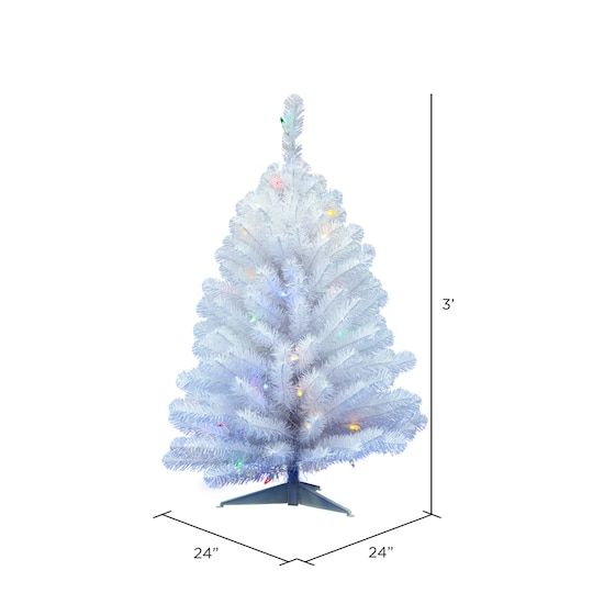 3ft. Pre-Lit Crystal White Spruce Artificial Christmas Tree .