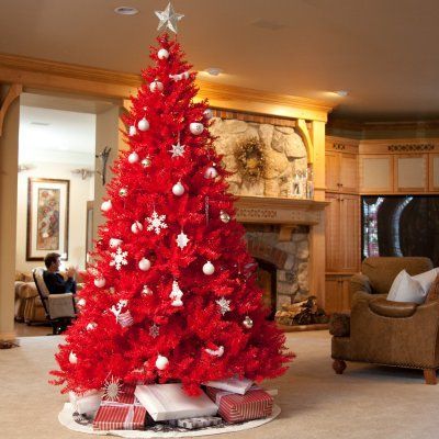 20 Stunning Christmas Tree Decorating Ideas | Red christmas tree .