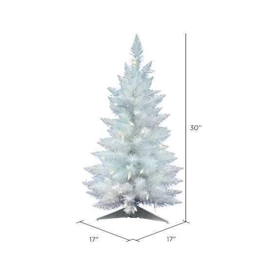 2.5ft. Pre-Lit Sparkle White Spruce Artificial Christmas Tree .