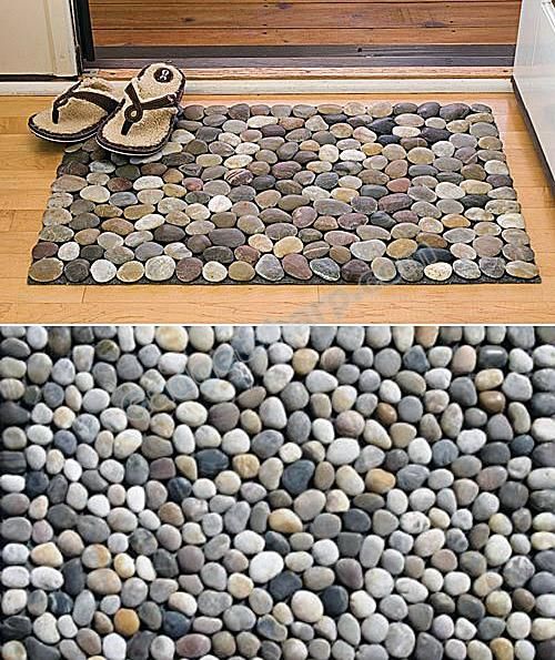 Natural Pebble Mat - Mixed Stone | Basement bathroom design .
