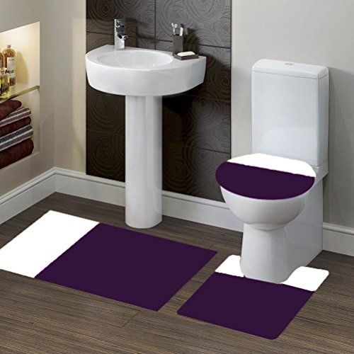 GorgeousHomeLinen (#7) Two Tone Purple/White 3-Piece Bathroom Bath .