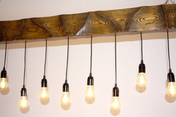 Wood Pendant Lamp / Wood Chandelier / Hand-carved / Wood Light .