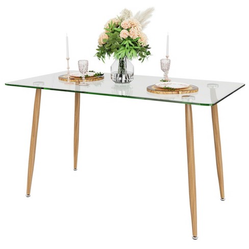 Costway Modern Glass Dining Table Rectangular Dining Room Table W .