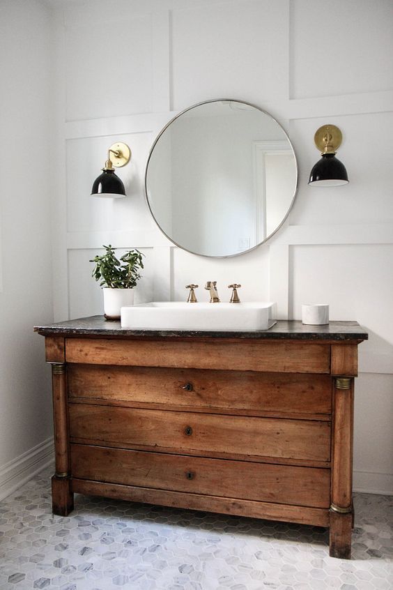 vintage vanity | Trendy bathroom, Rustic bathroom designs, Rustic .
