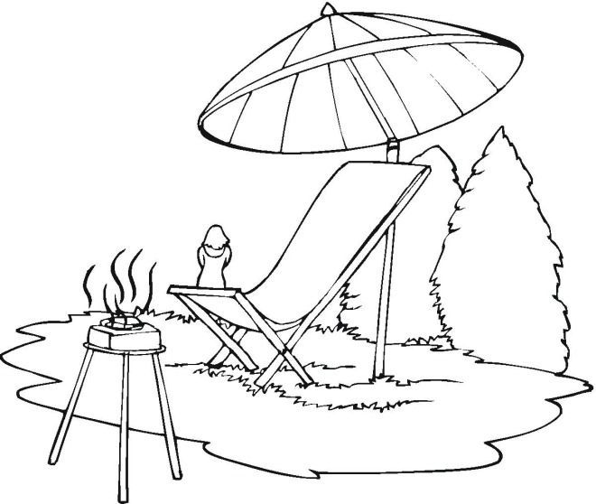 Lounge Chair & Beach Umbrella Coloring page | Summer coloring .