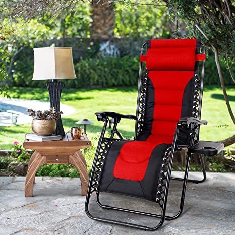 MAISON ARTS Padded Zero Gravity Lawn Chair Anti Gravity Lounge .