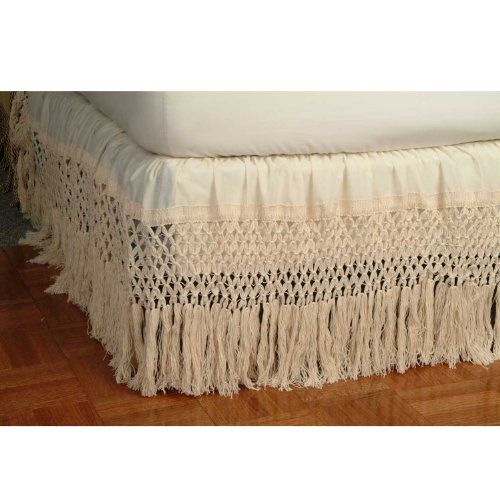 Knotted Fringe Bed Skirt, Queen, White, 19" Drop | Bedskirt, Home .