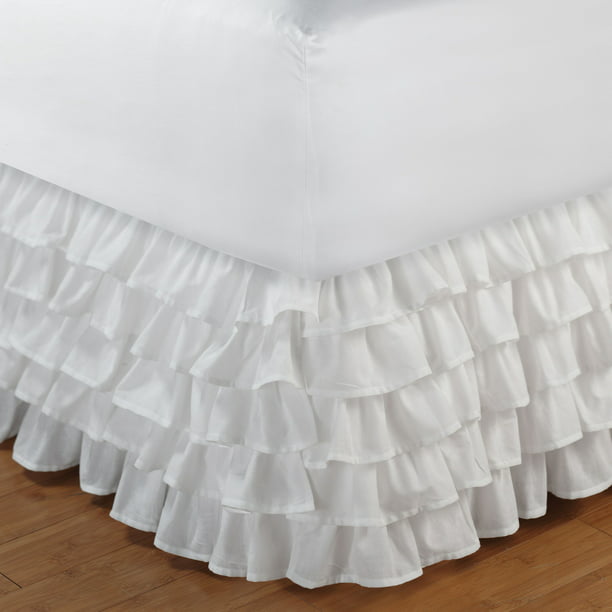 Multi-Ruffle White Bed Skirt 15" King - Walmart.c