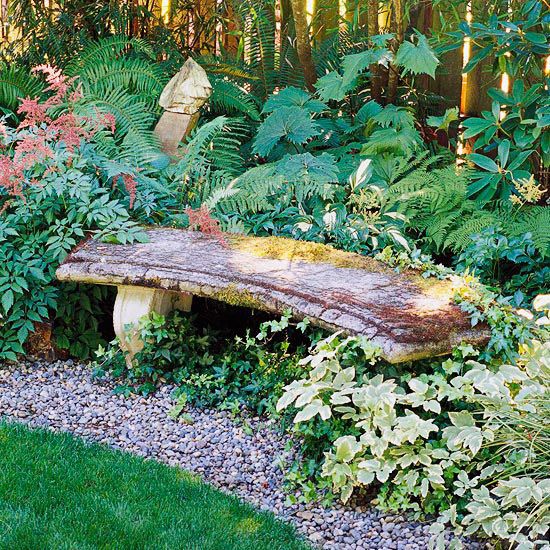 The Many Moods of Garden Benches | Stone garden bench, Garden .
