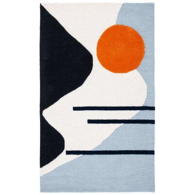 Dash Abstract Handmade Tufted Wool Ivory/Blue Area Rug | Wool area .