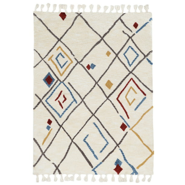 Linon Home Décor Marrakech Area Rug Collection, Ivory and Multi, 2 .