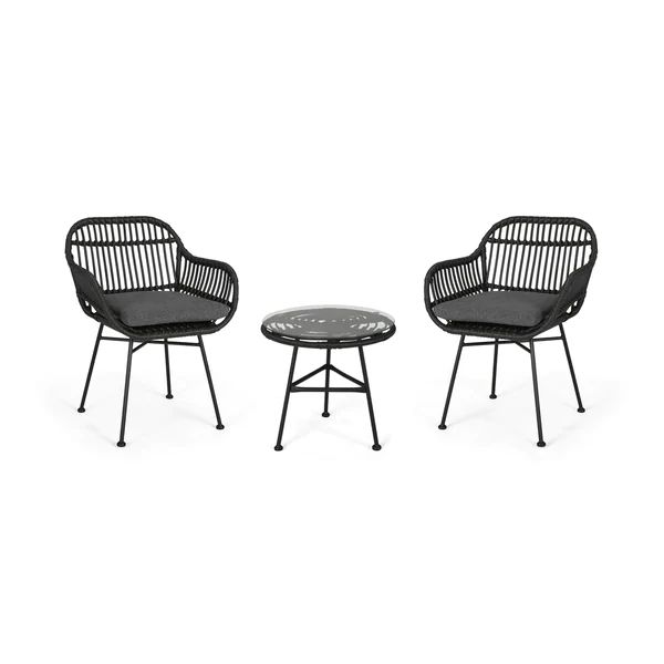 Lehrman Outdoor 2 Seater Faux Wicker Chat Set with Tempered Glass .