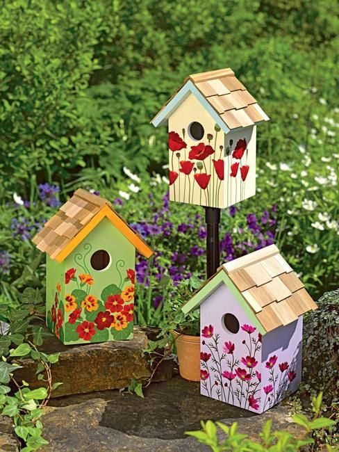 Colorful Painting Ideas for Handmade Birdhouses, Fun Yard .