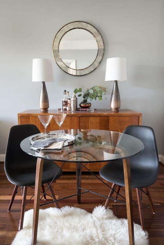 Five Hacks for Decorating Small Spaces | Glass dining room table .