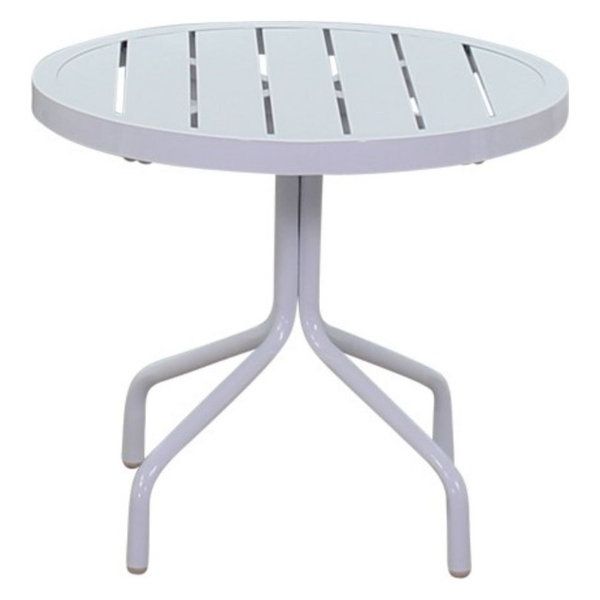 Courtyard Casual Santa Fe 20" Round End Table With Aluminum Slat .