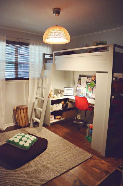 Loft beds | Bed with desk underneath, Bunk bed with desk, Home bedro