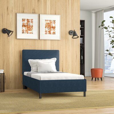 Arietta Upholstered Platform Bed Size: Twin, Color: Navy .