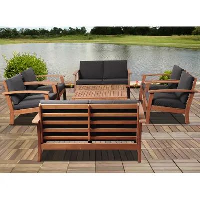 Amazonia FSC Certified Wood 8pc Outdoor Patio Seating Set .