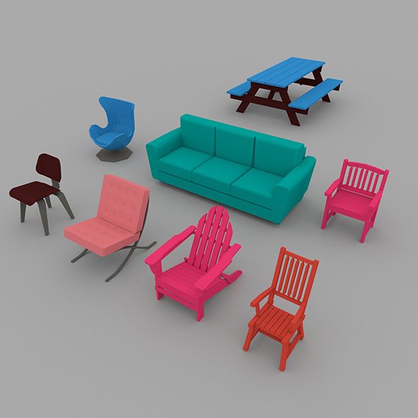 Low Poly Chair Pack | Poly chair, Low poly, Po