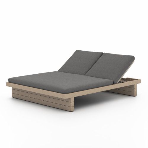 Four Hands Leroy Outdoor Double Chaise Brown/Charcoal | Outdoor .