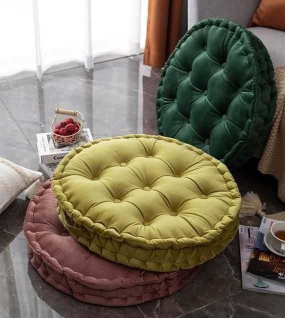 Velvet Cushion-sofa Cushion-round Cushion-velvet Floor - Etsy .